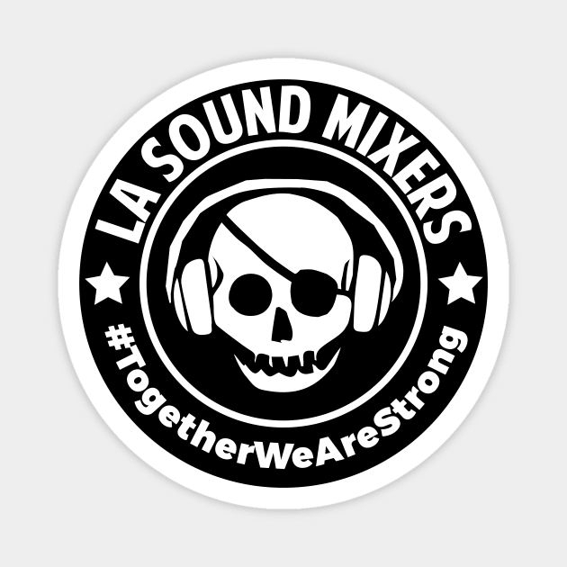 Crew Neck LASM White Skully Logo Front & Back Magnet by LA Sound Mixers